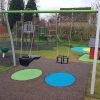 Box Lane play area with swings, climbing unit and safety surfacing