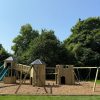 Garden 3 structure multi combo with linked towers slide bridge and swing frame